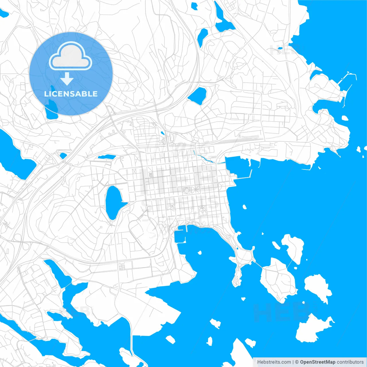 Kuopio, Finland bright two-toned vector map
