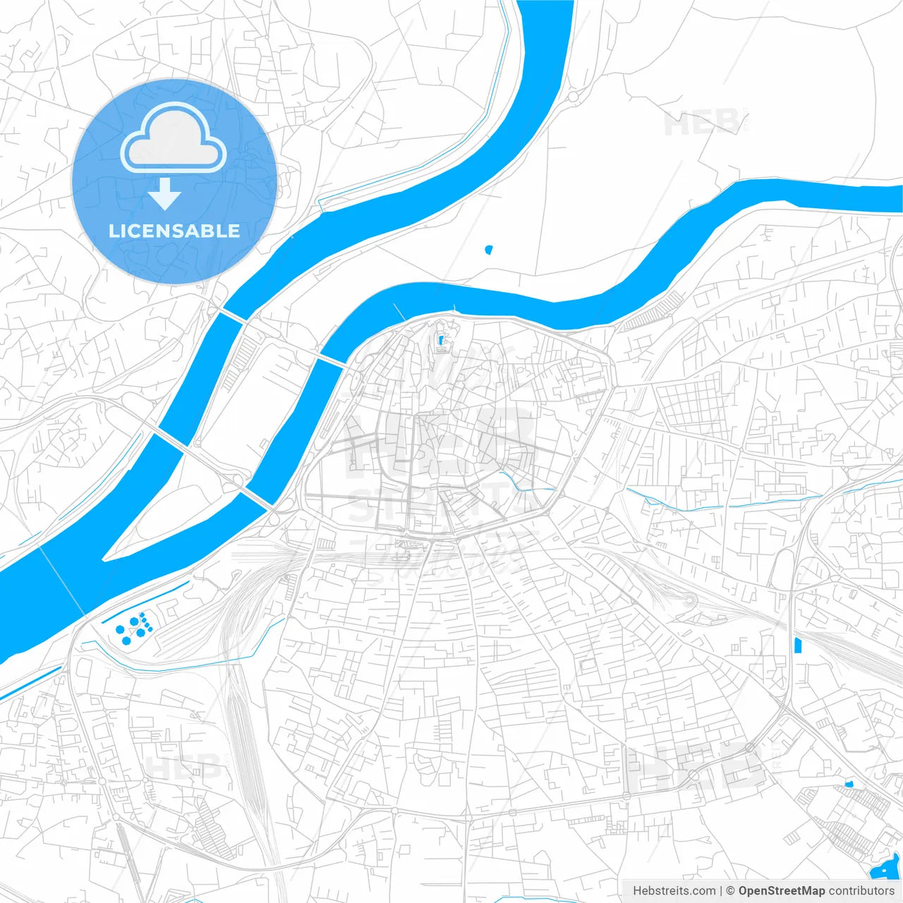 Avignon, France bright two-toned vector map