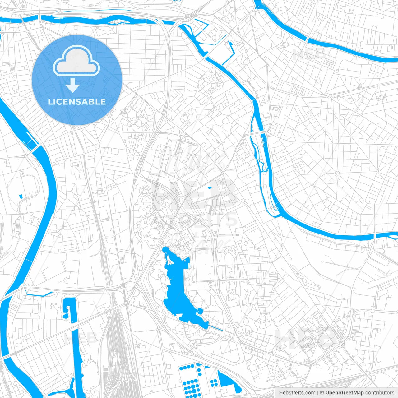 Créteil, France bright two-toned vector map