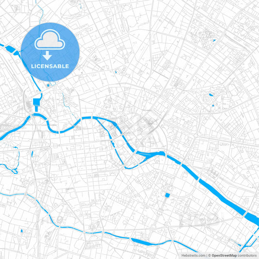 Berlin, Germany bright two-toned vector map