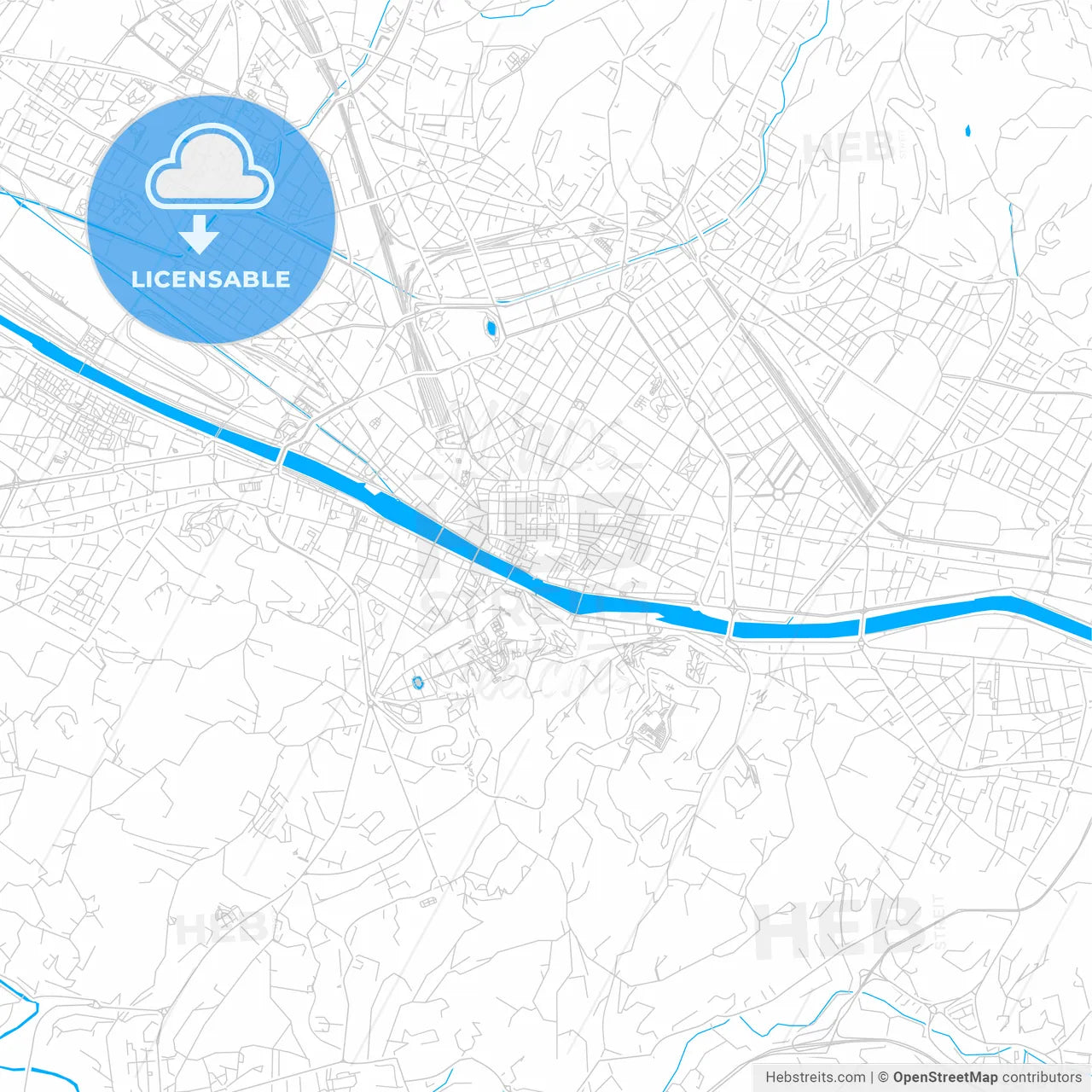 Florence, Italy bright two-toned vector map