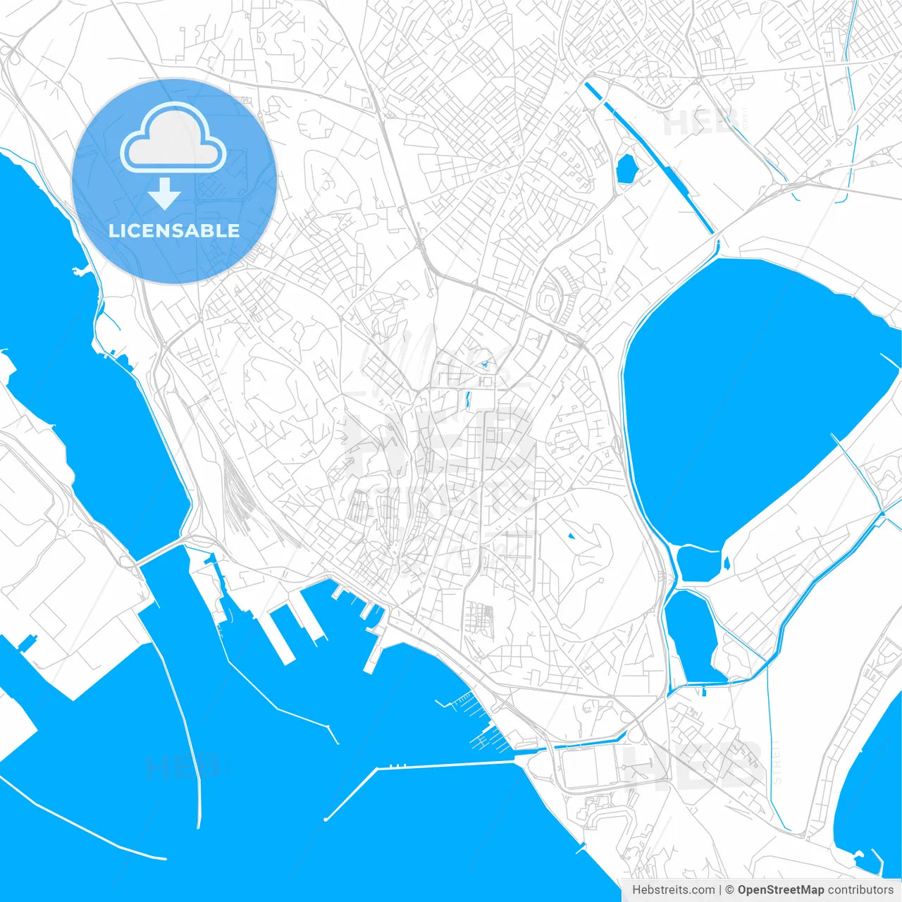 Cagliari, Italy bright two-toned vector map