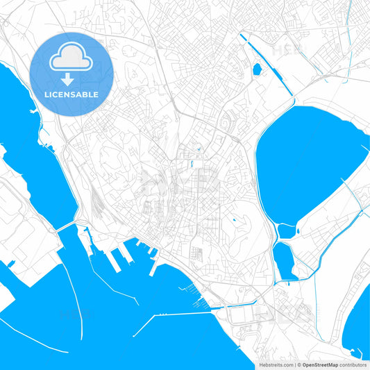 Cagliari, Italy bright two-toned vector map