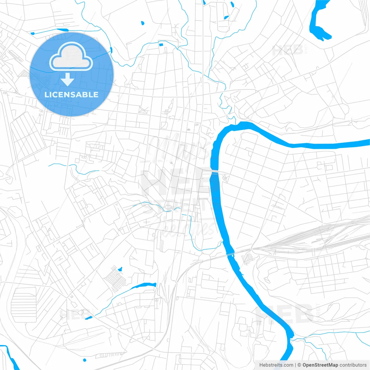 Yelets, Russia bright two-toned vector map