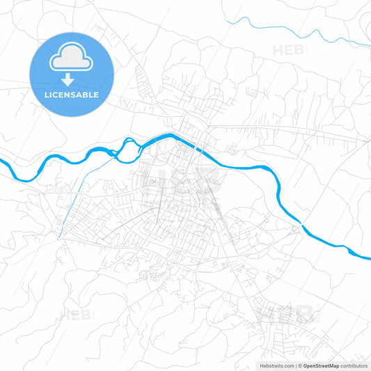 Čačak, Serbia bright two-toned vector map