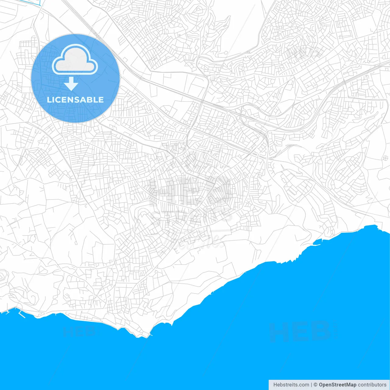 Darıca, Turkey bright two-toned vector map