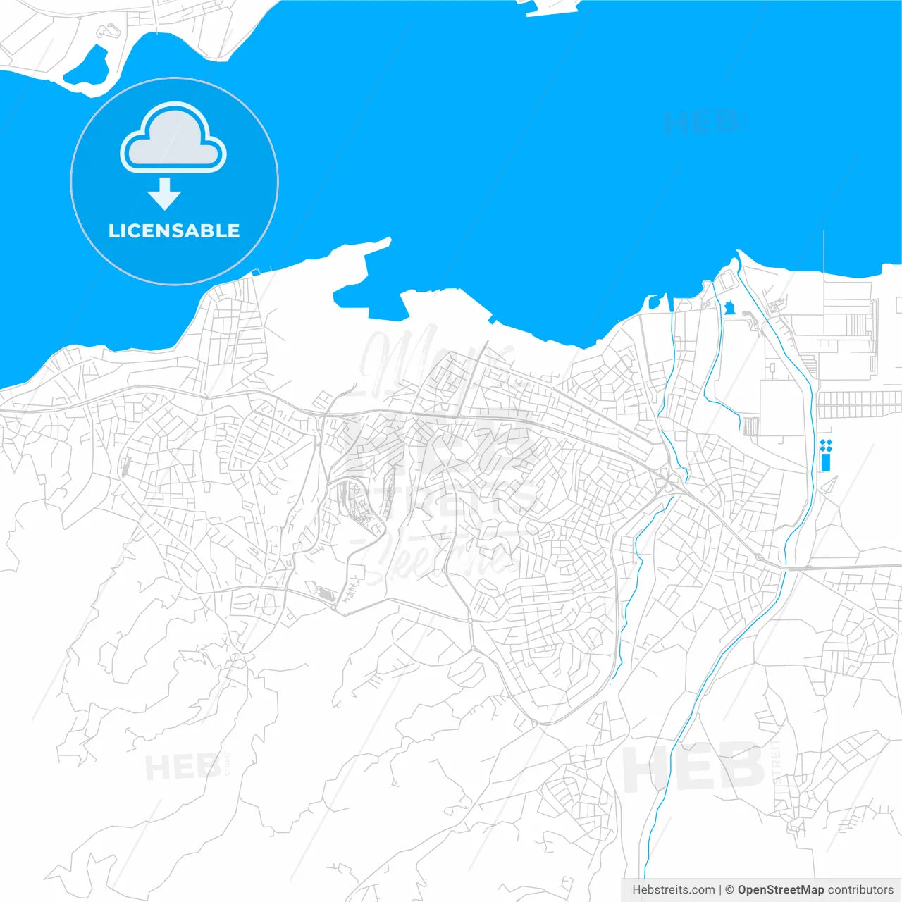 Gölcük, Turkey bright two-toned vector map