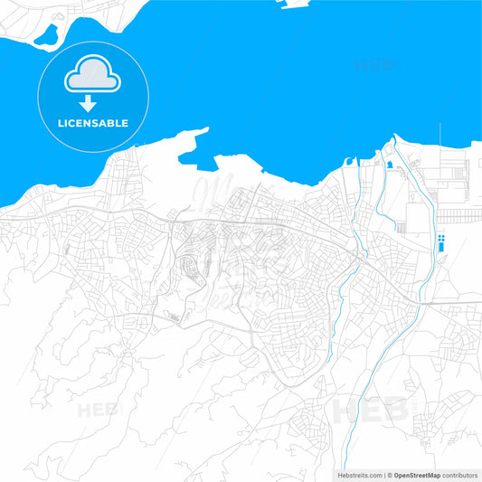 Gölcük, Turkey bright two-toned vector map