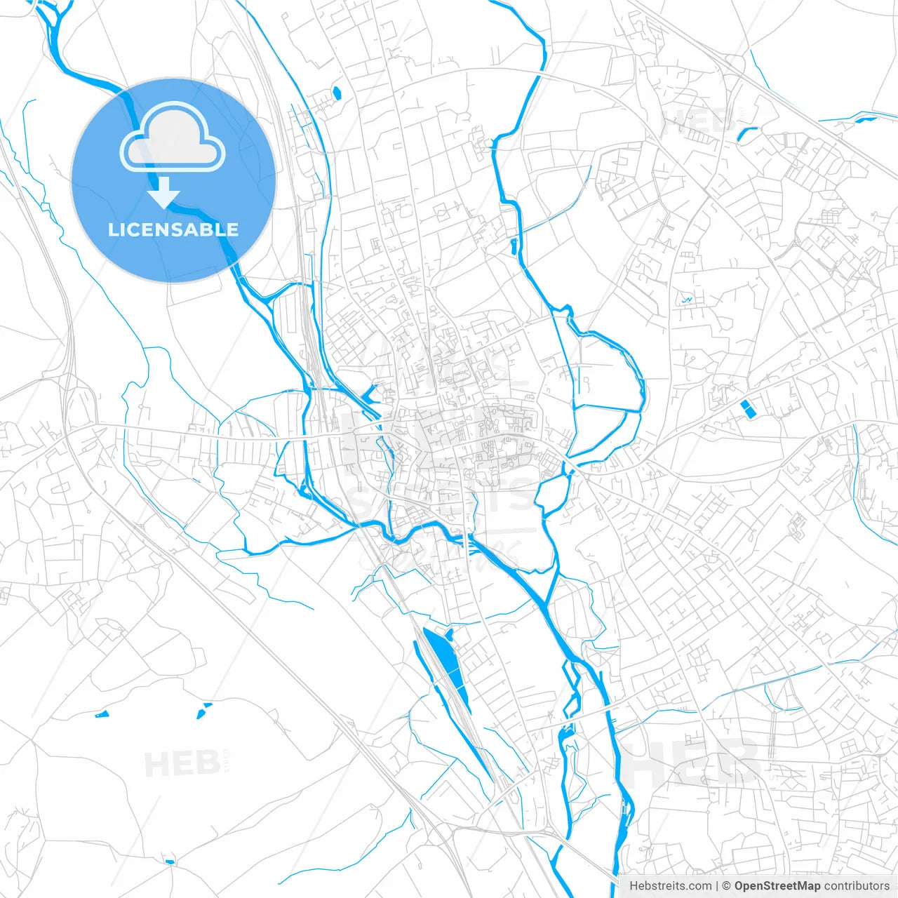Oxford, England bright two-toned vector map