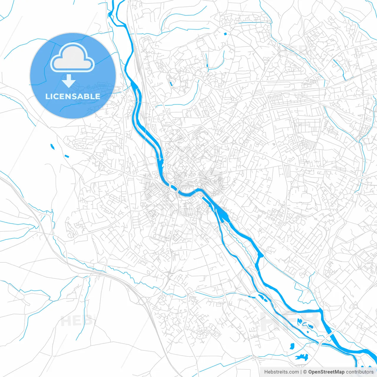 Exeter, England bright two-toned vector map