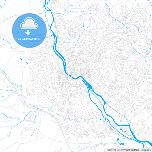 Exeter, England bright two-toned vector map