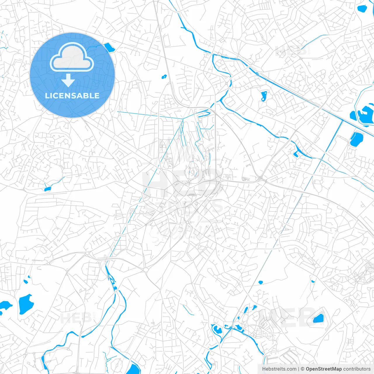 Dudley, England bright two-toned vector map