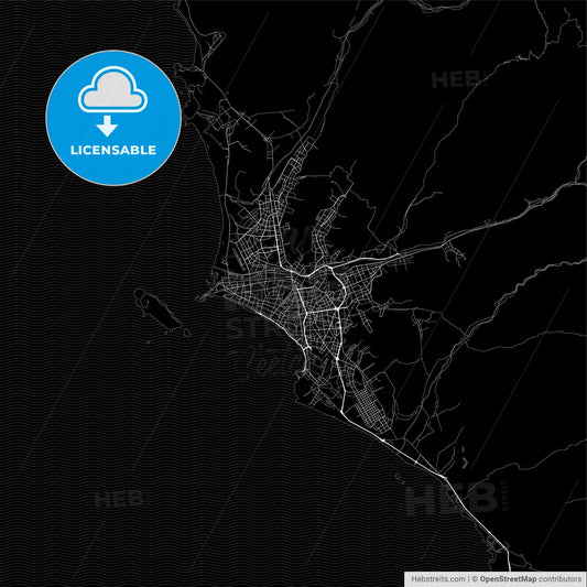 Dark area map of Lima, Peru