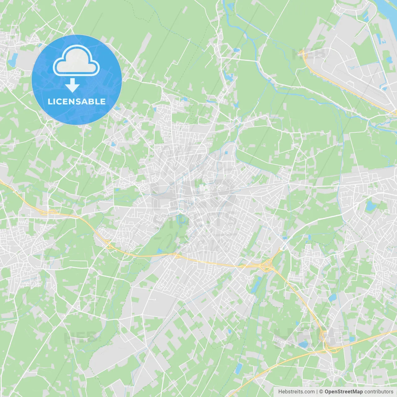 Delmenhorst, Germany printable street map