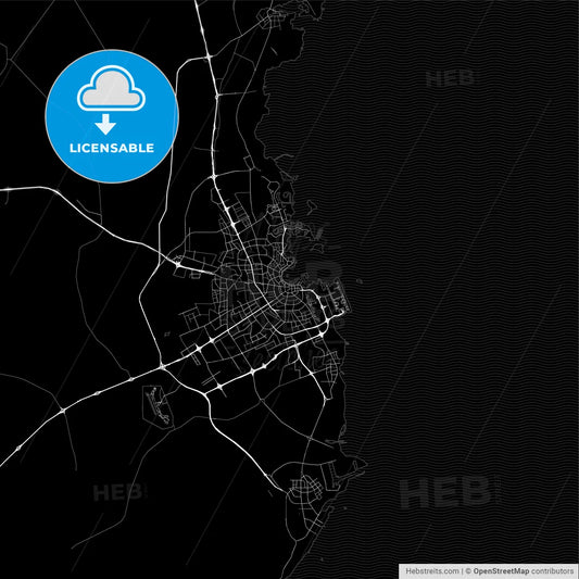 Dark area map of Doha, Qatar