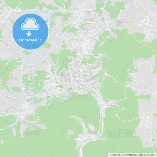 Aalen, Germany printable street map
