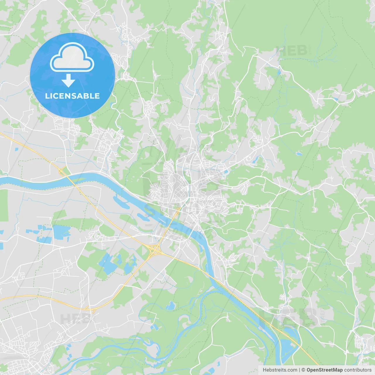 Deggendorf, Germany printable street map