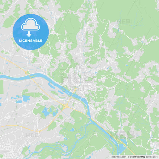Deggendorf, Germany printable street map