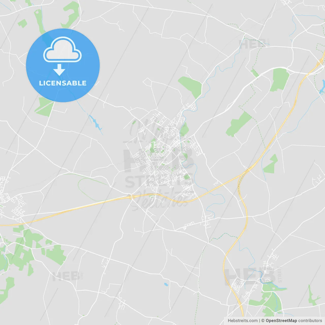 Newbridge, Ireland printable street map