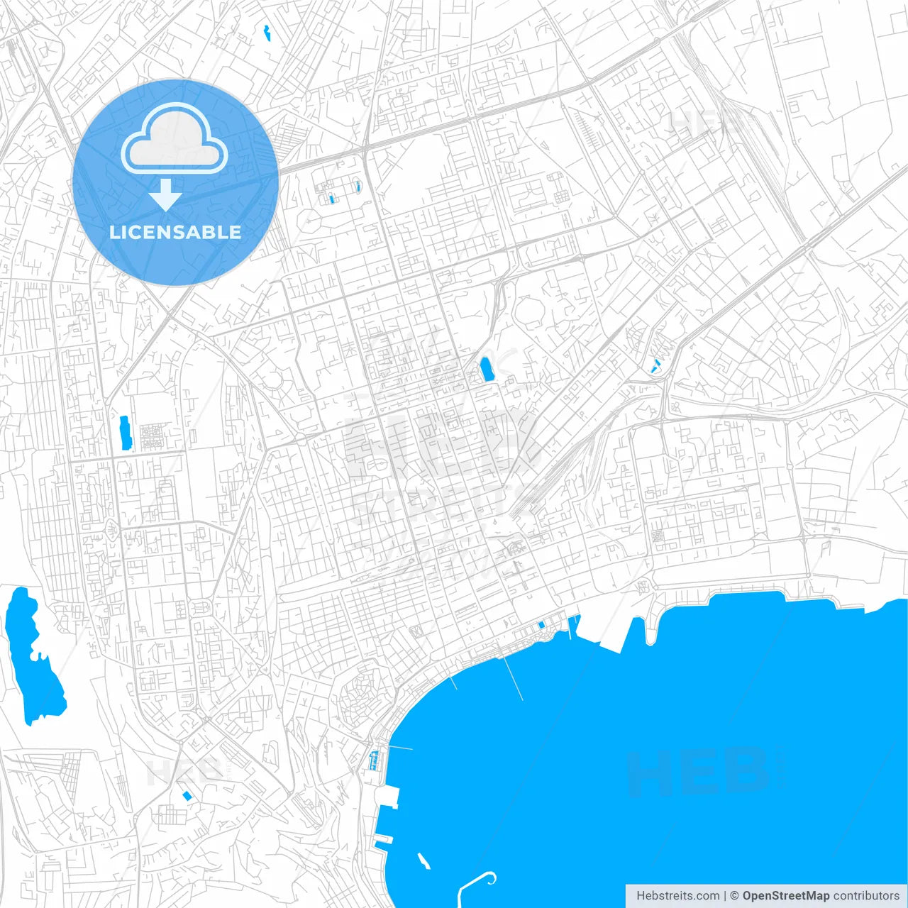 Baku, Azerbaijan bright two-toned vector map