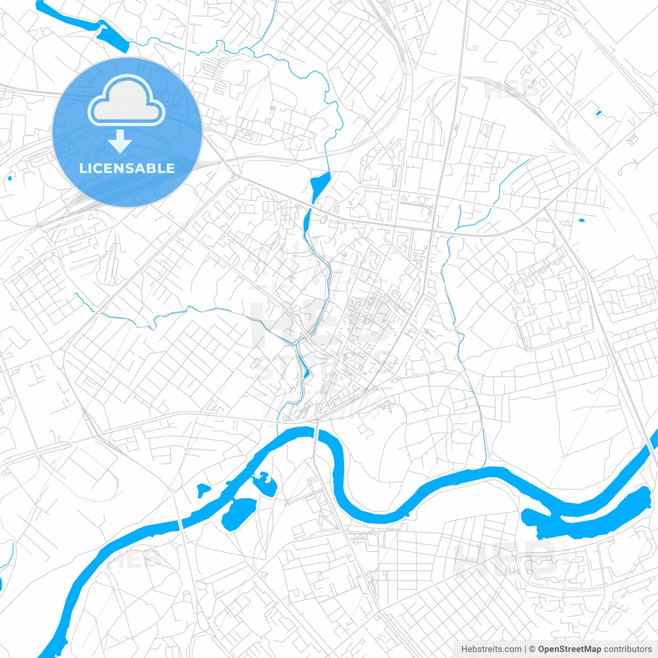 Mogilev, Belarus bright two-toned vector map