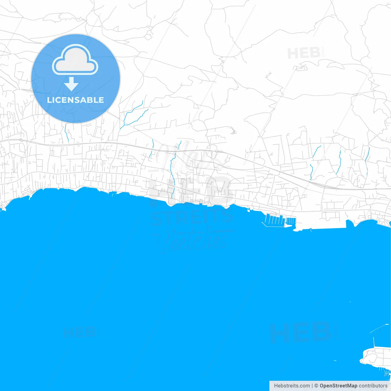 Kaštela, Croatia bright two-toned vector map