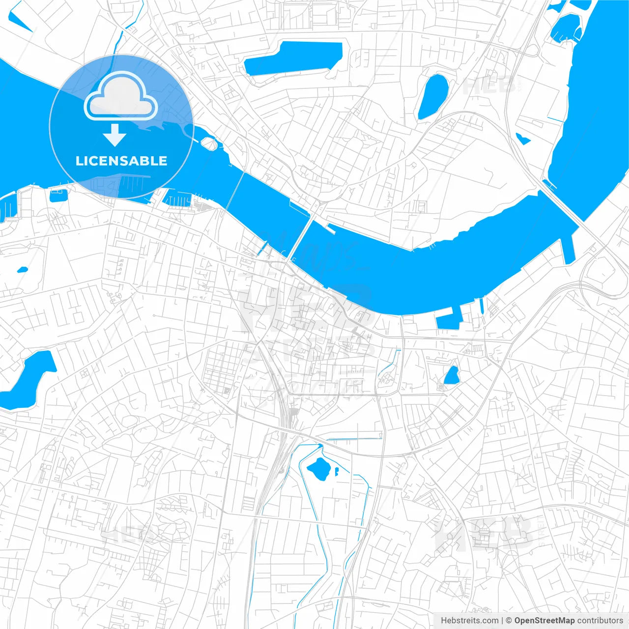 Aalborg, Denmark bright two-toned vector map