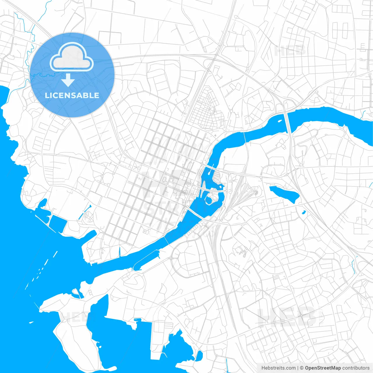 Joensuu, Finland bright two-toned vector map
