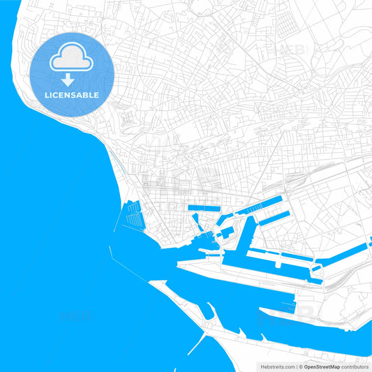 Le Havre, France bright two-toned vector map