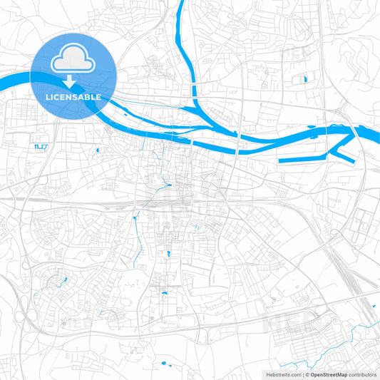 Regensburg, Germany bright two-toned vector map