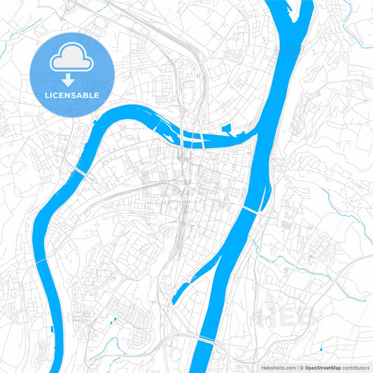 Koblenz, Germany bright two-toned vector map