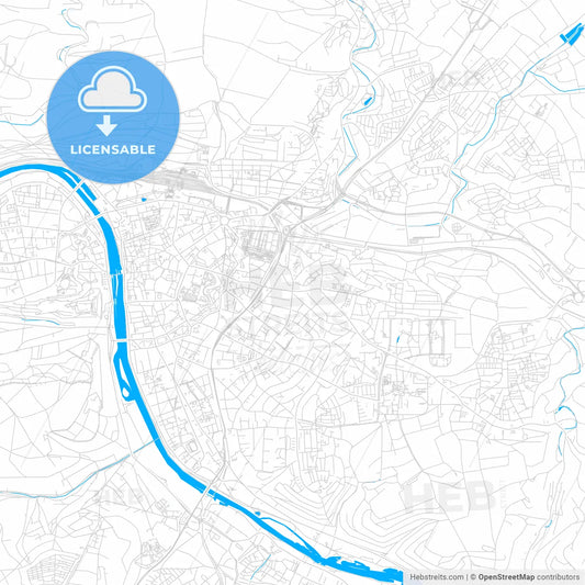 Wurzburg, Germany bright two-toned vector map