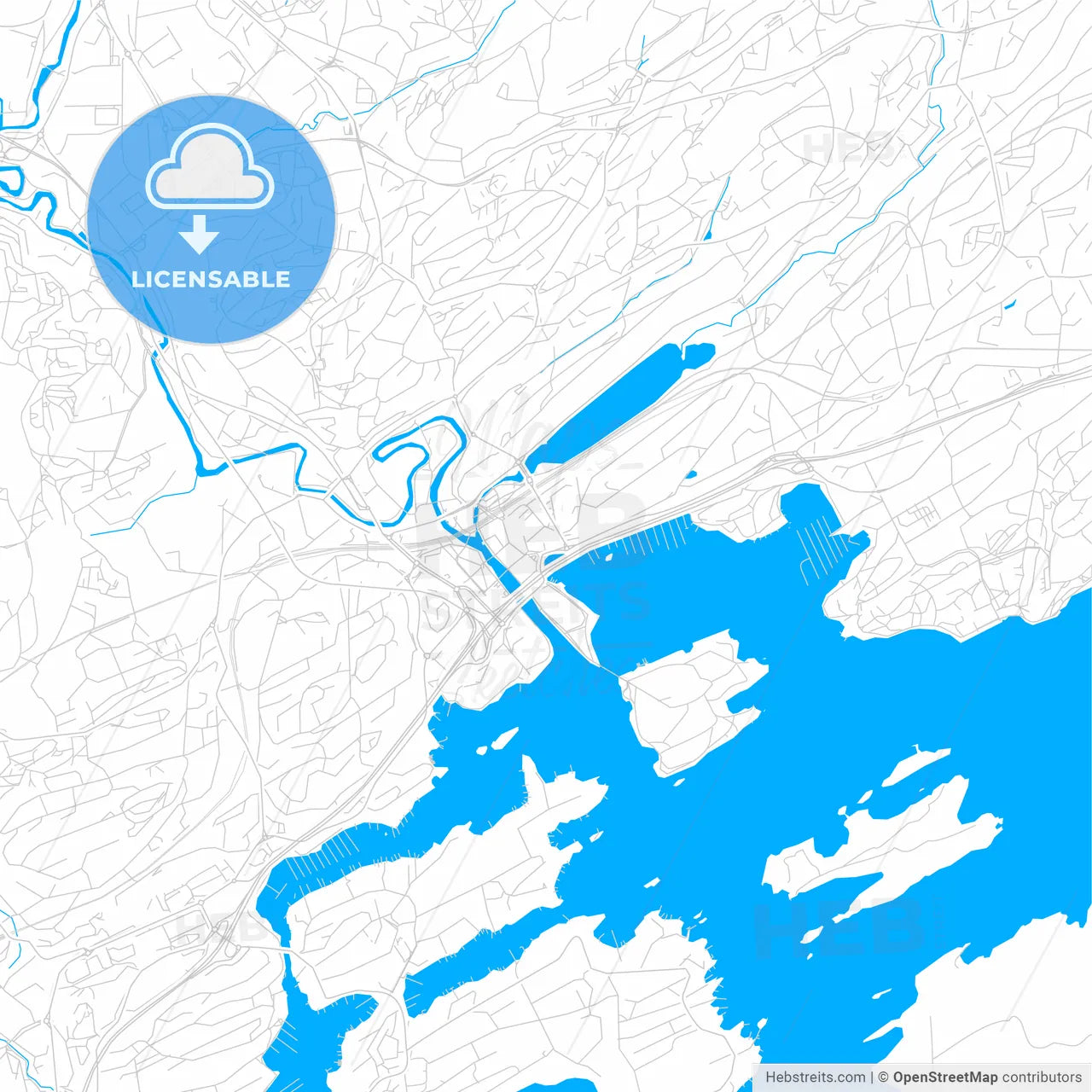Sandvika, Norway bright two-toned vector map