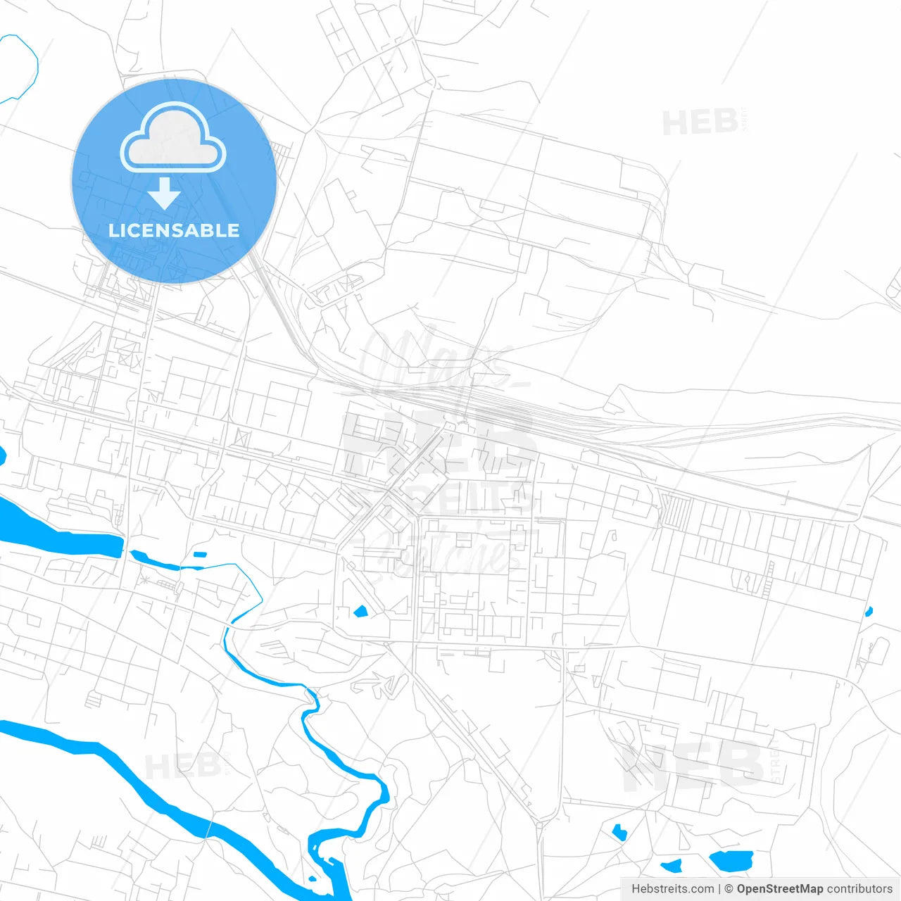 Kamensk-Uralsky, Russia bright two-toned vector map