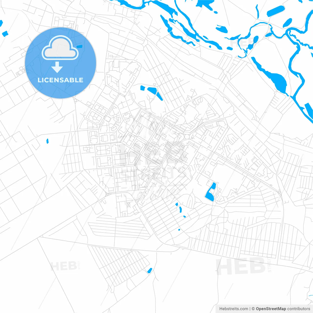 Novokuybyshevsk, Russia bright two-toned vector map