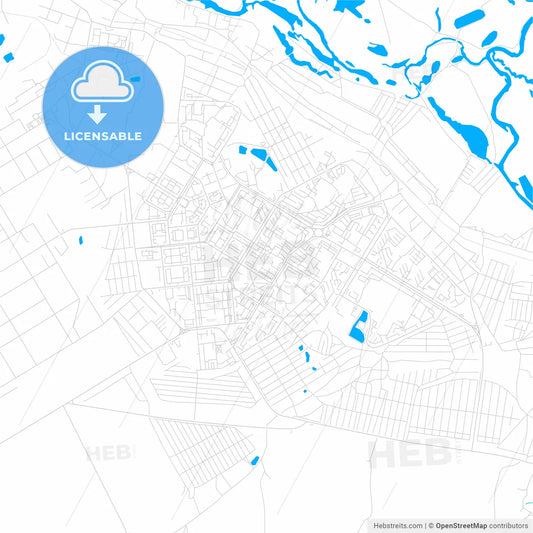 Novokuybyshevsk, Russia bright two-toned vector map