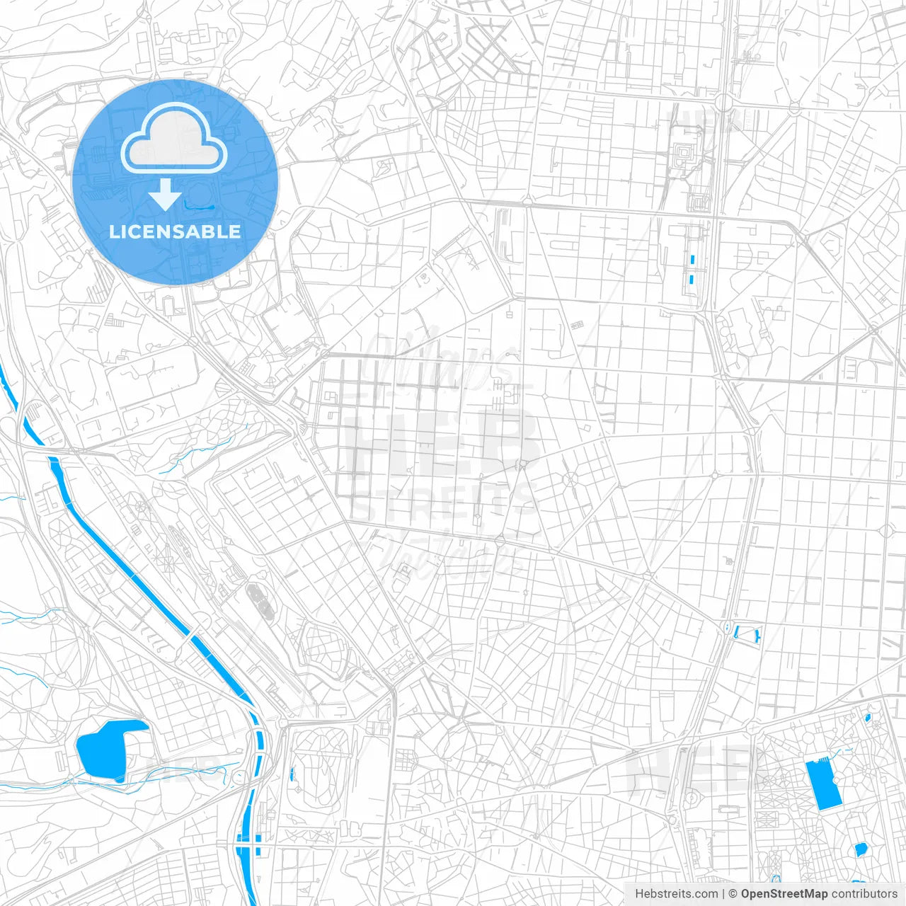 Chamberí, Spain bright two-toned vector map