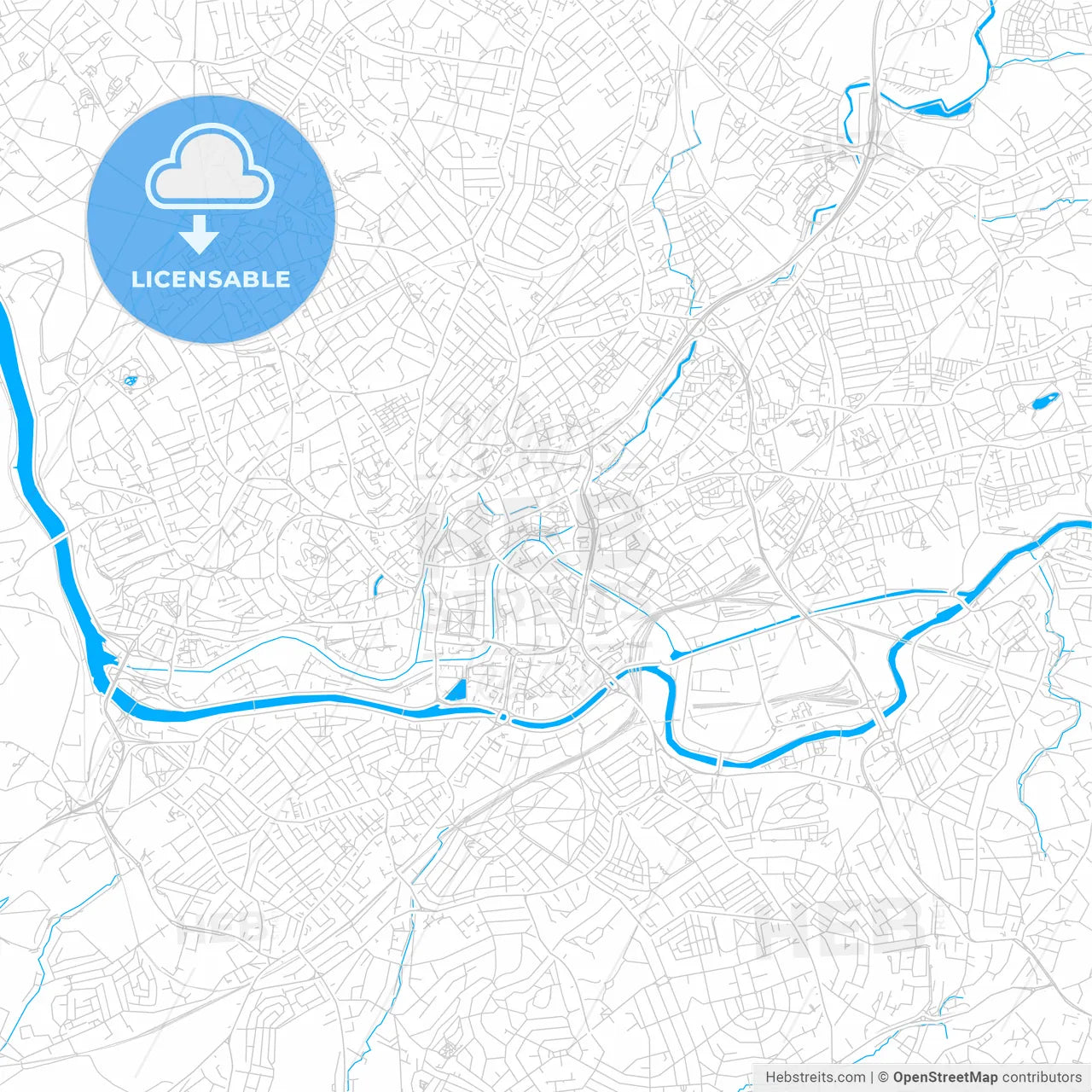 Bristol, England bright two-toned vector map