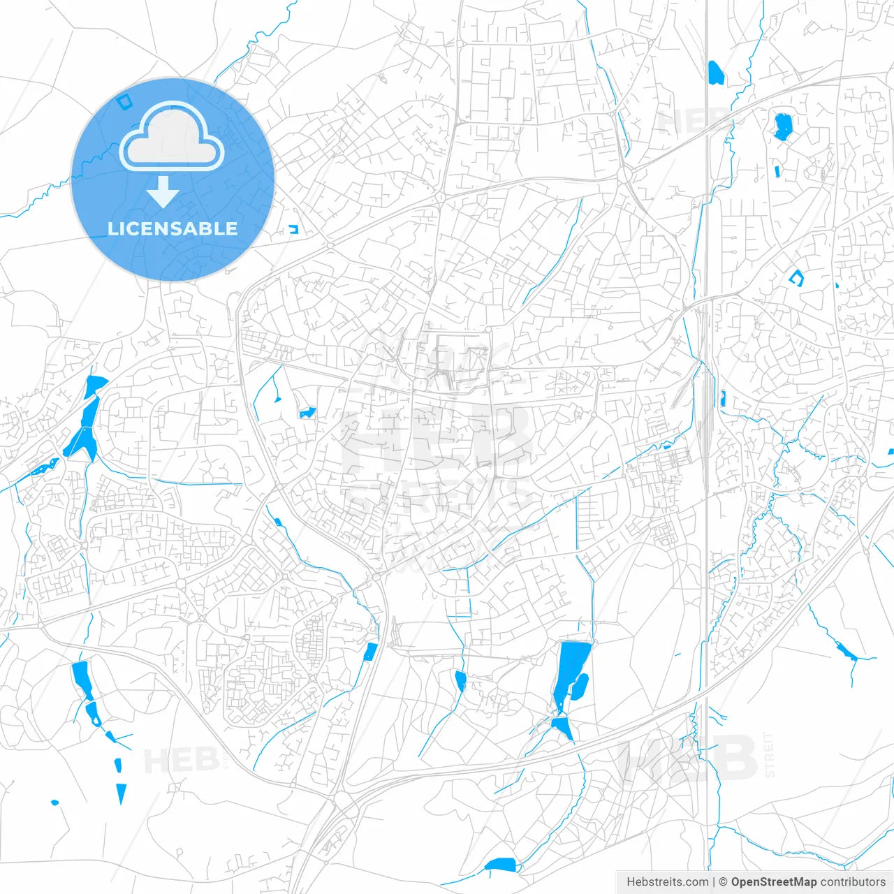 Crawley, England bright two-toned vector map