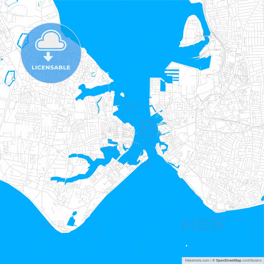 Gosport, England bright two-toned vector map