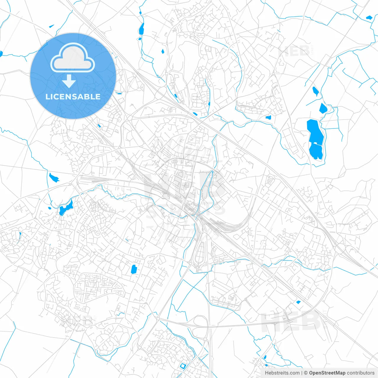 Ashford, England bright two-toned vector map