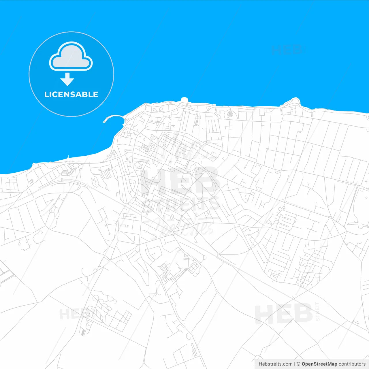 Margate, England bright two-toned vector map