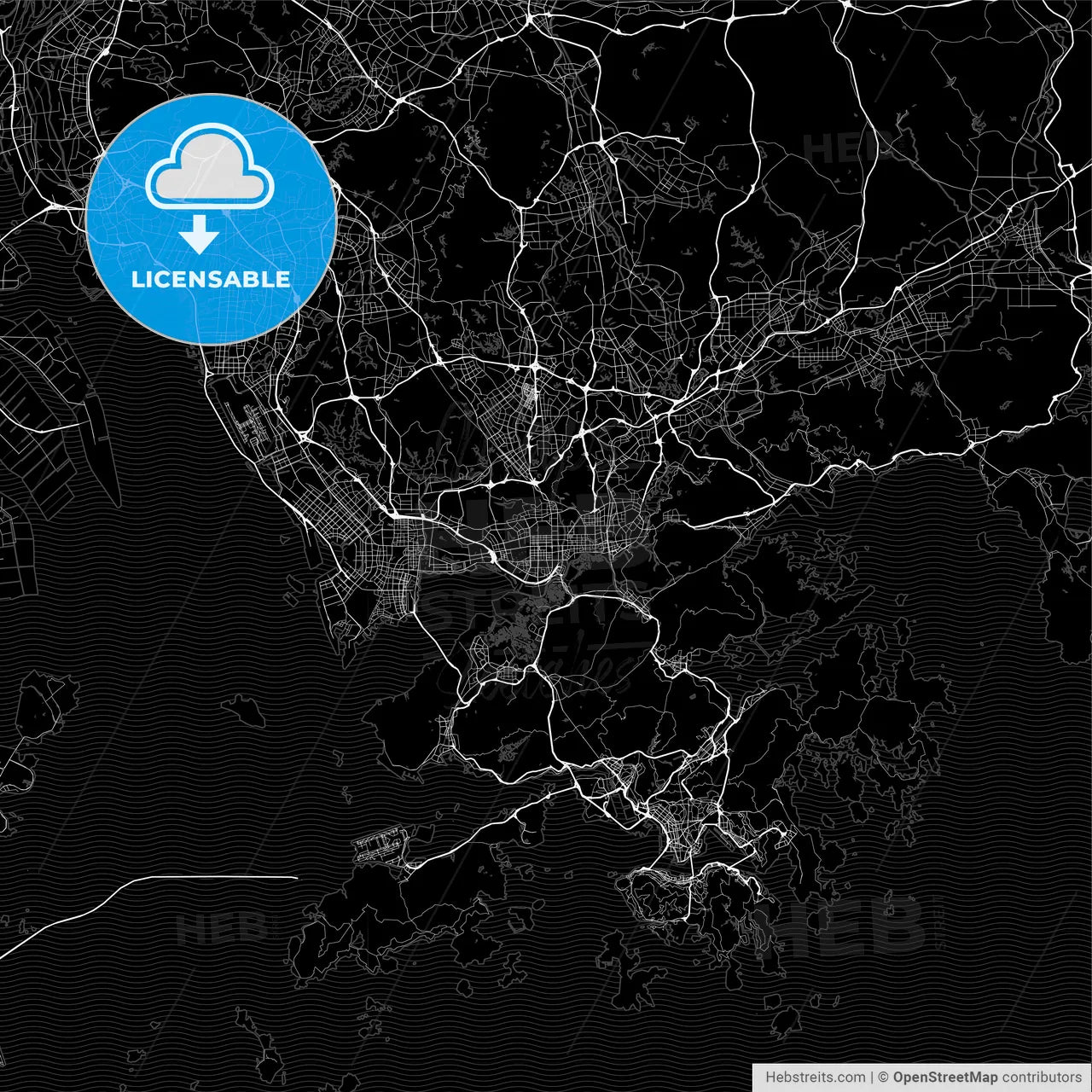 Dark area map of Shenzhen, China