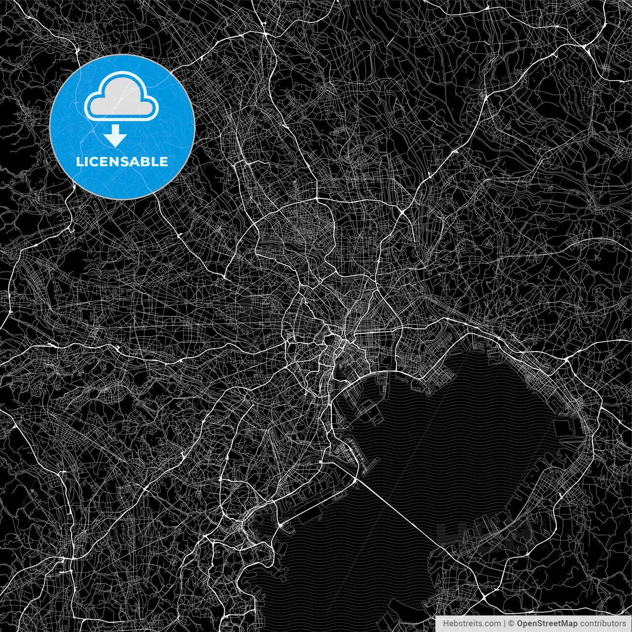Dark area map of Tokyo, Japan