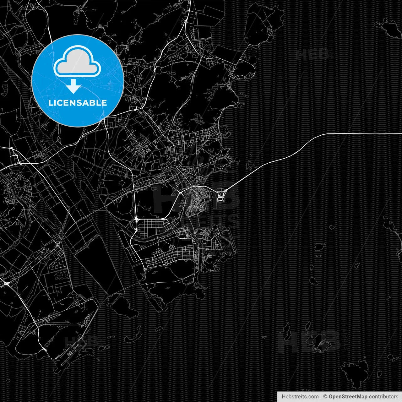 Dark area map of Zhuhai, China