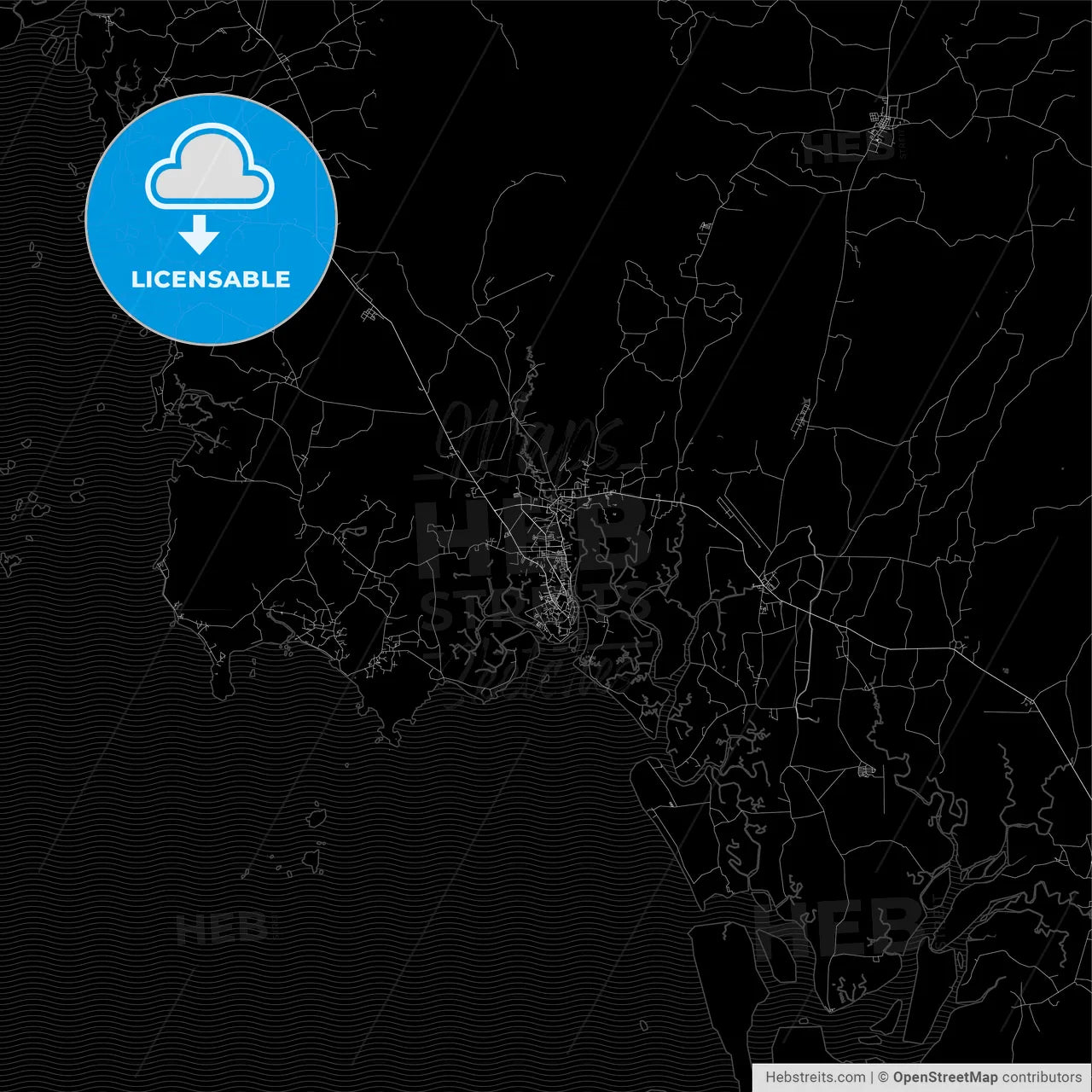 Dark area map of Krabi, Thailand