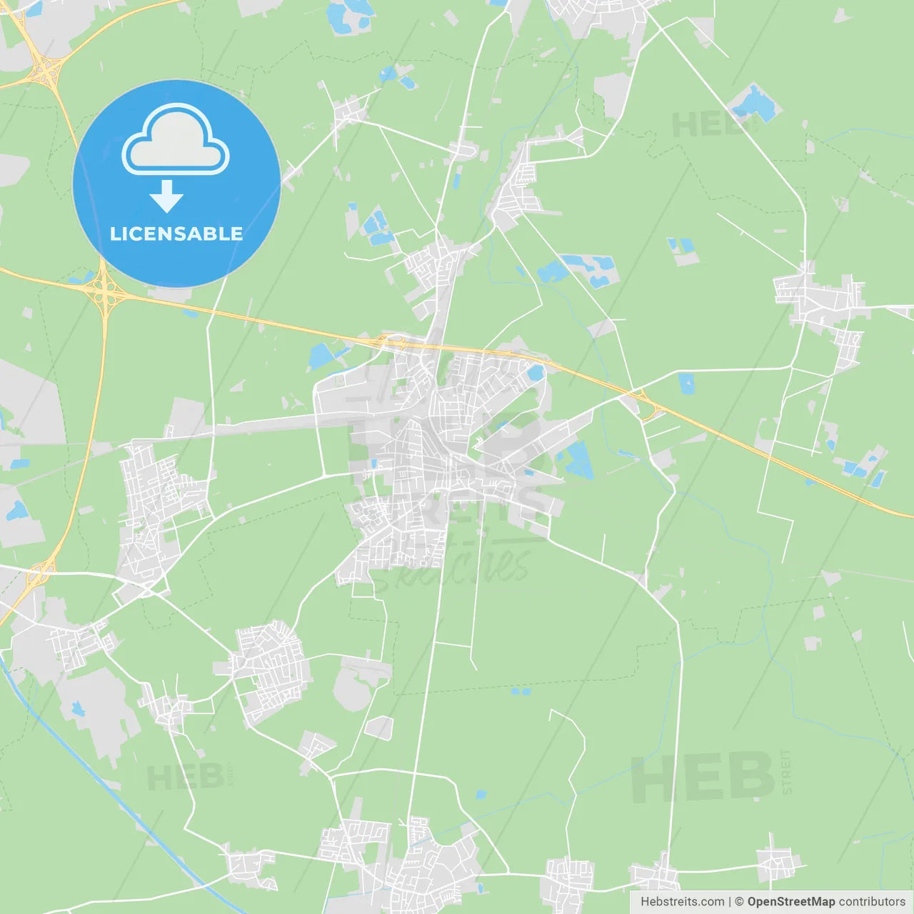Lehrte, Germany printable street map