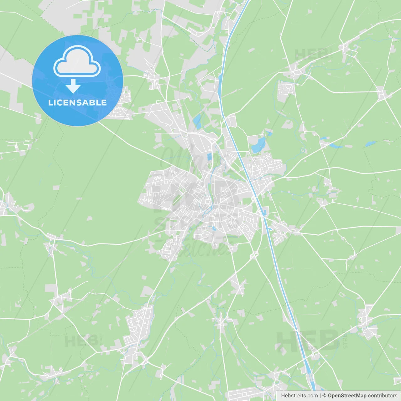 Uelzen, Germany printable street map