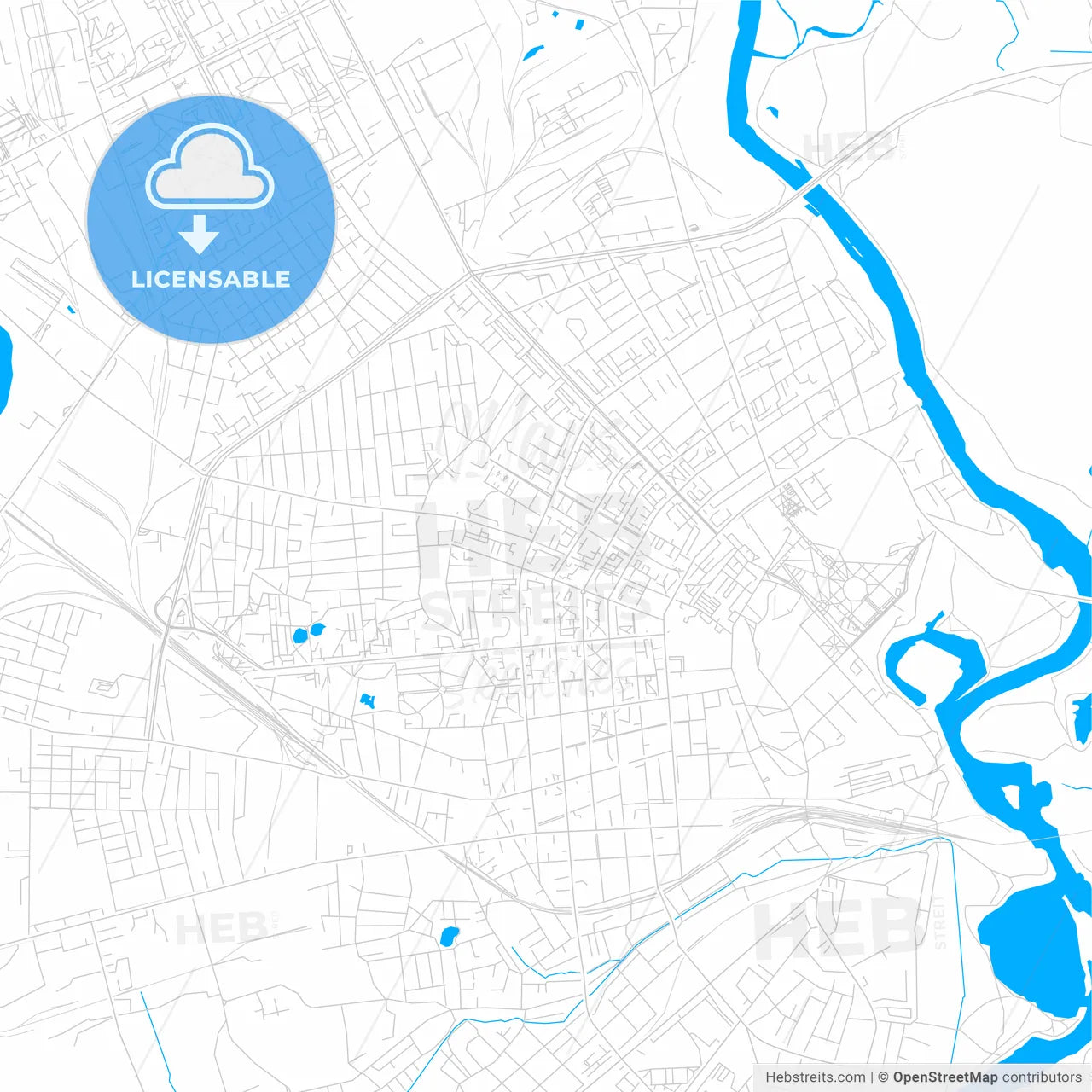 Babruysk, Belarus bright two-toned vector map