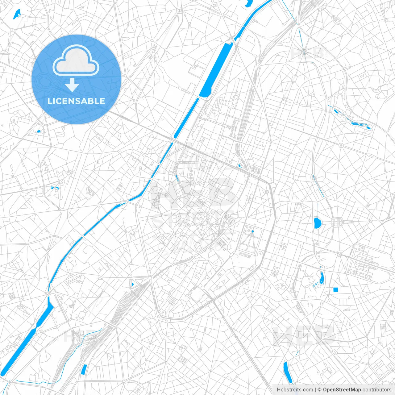 Brussels, Belgium bright two-toned vector map